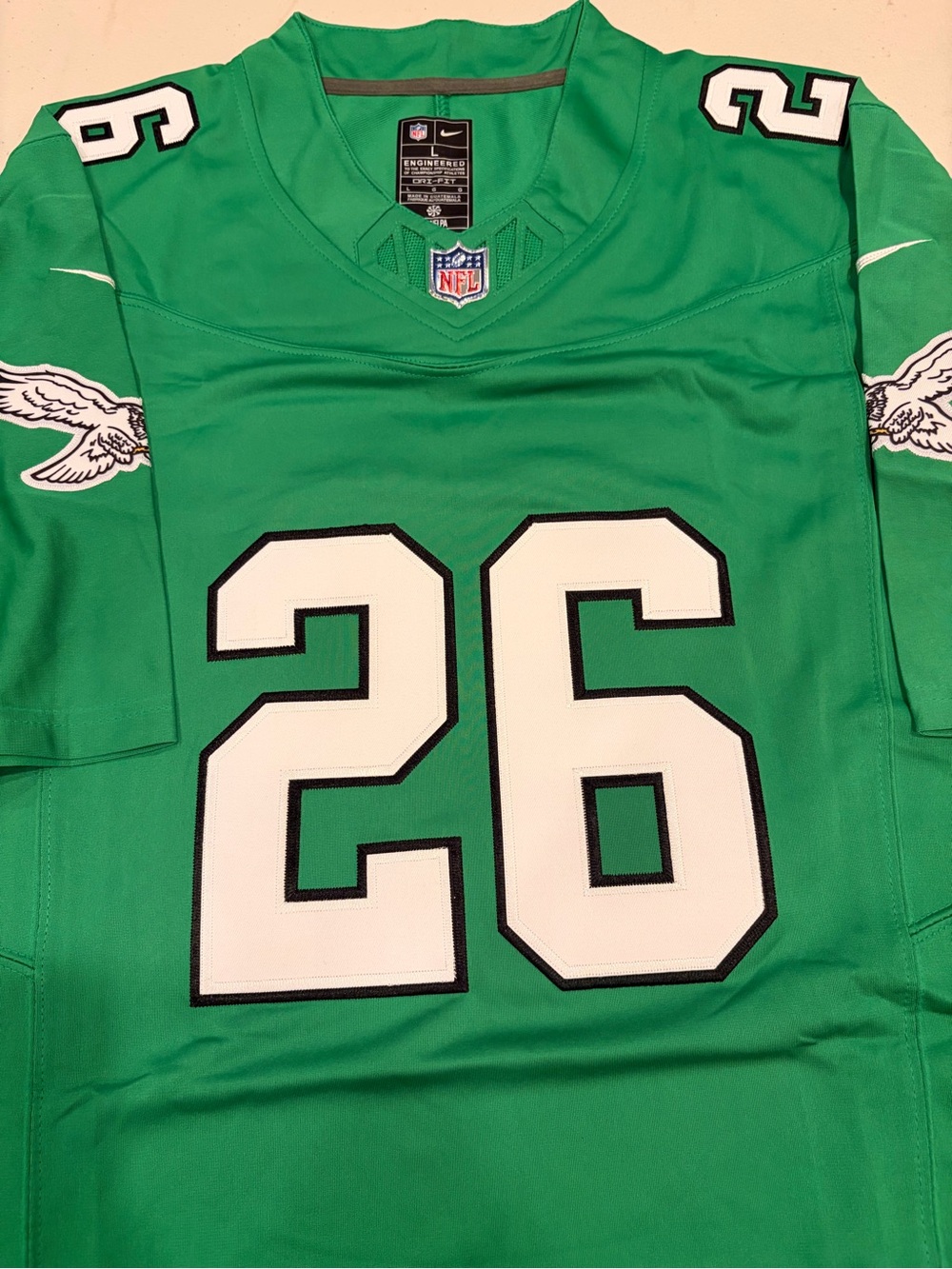 Nike Men’s Green #26 Football Jersey with White Numbers